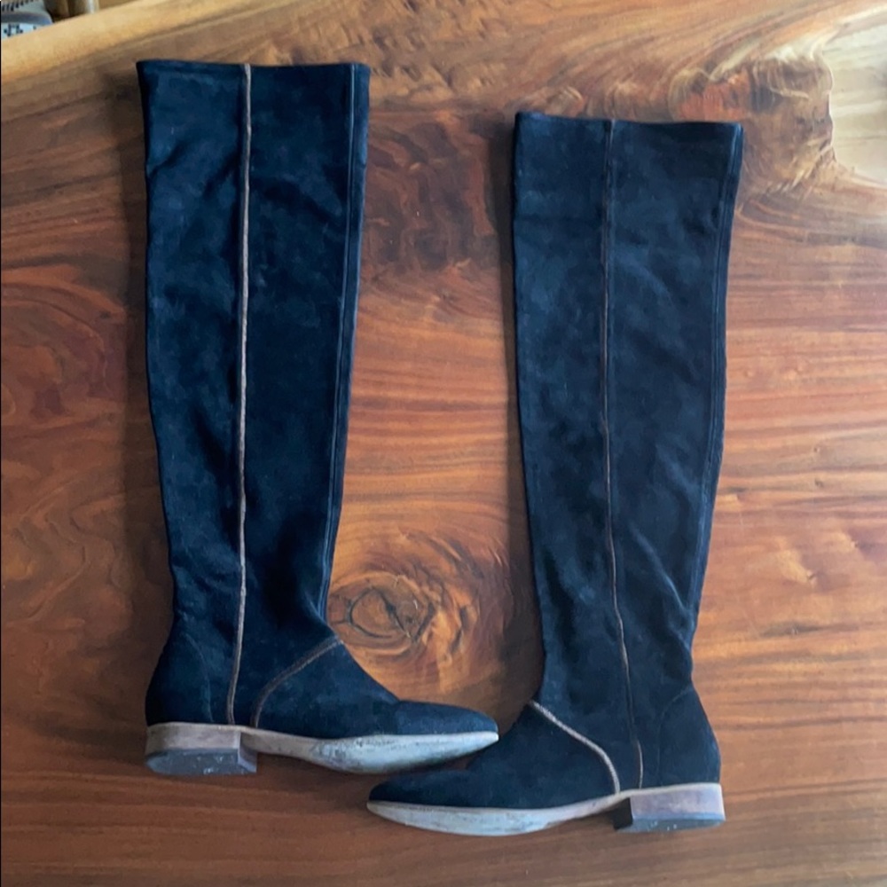 Free People Grandeur Black Over The Knee Boots